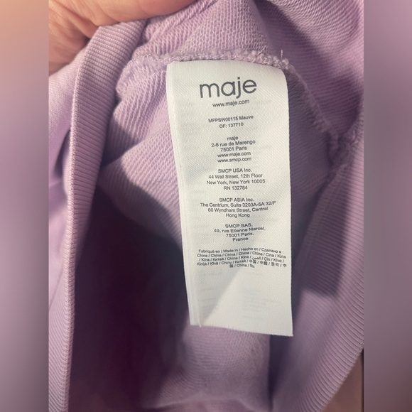 Varley x Maje Mauve Purple Cropped Top Sweatshirt Large - Picture 6 of 8